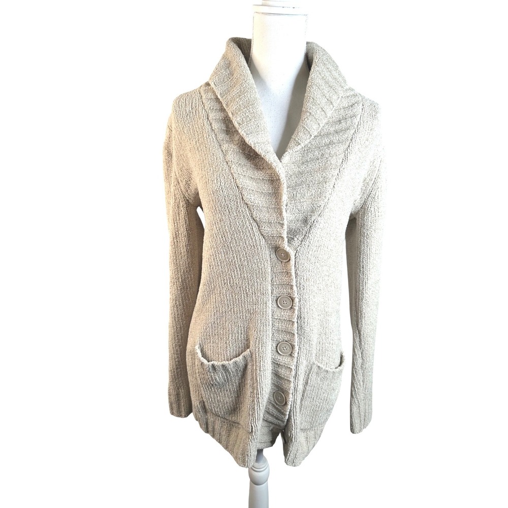 Merona Women's Beige Shawl Collar Button Front Knit Cardigan Sweater Size XS